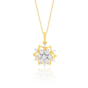 9ct Yellow Gold 1/4 Carat Diamond Pendant on 45cm 9ct Chain