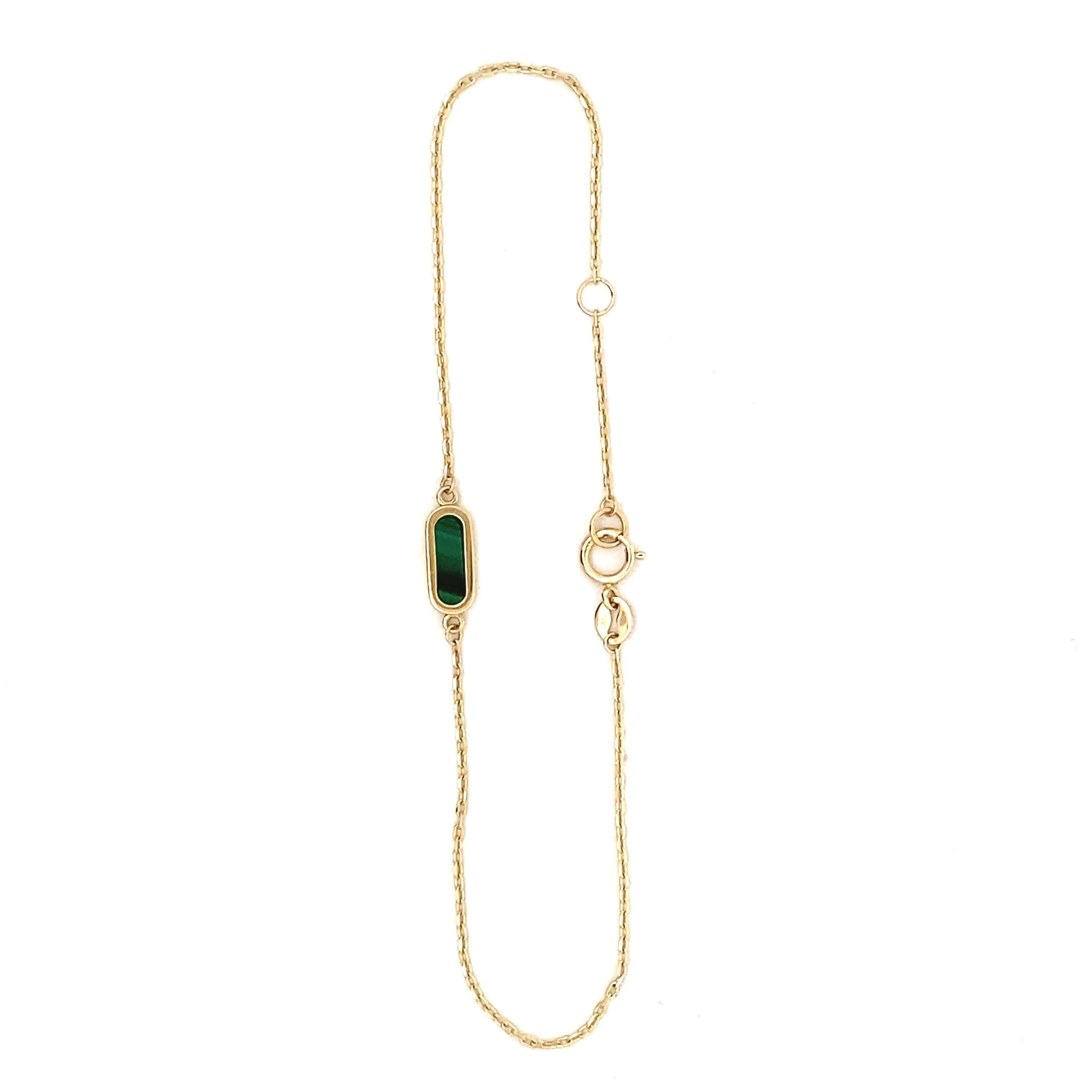 9ct Yellow Gold Malachite Bracelet