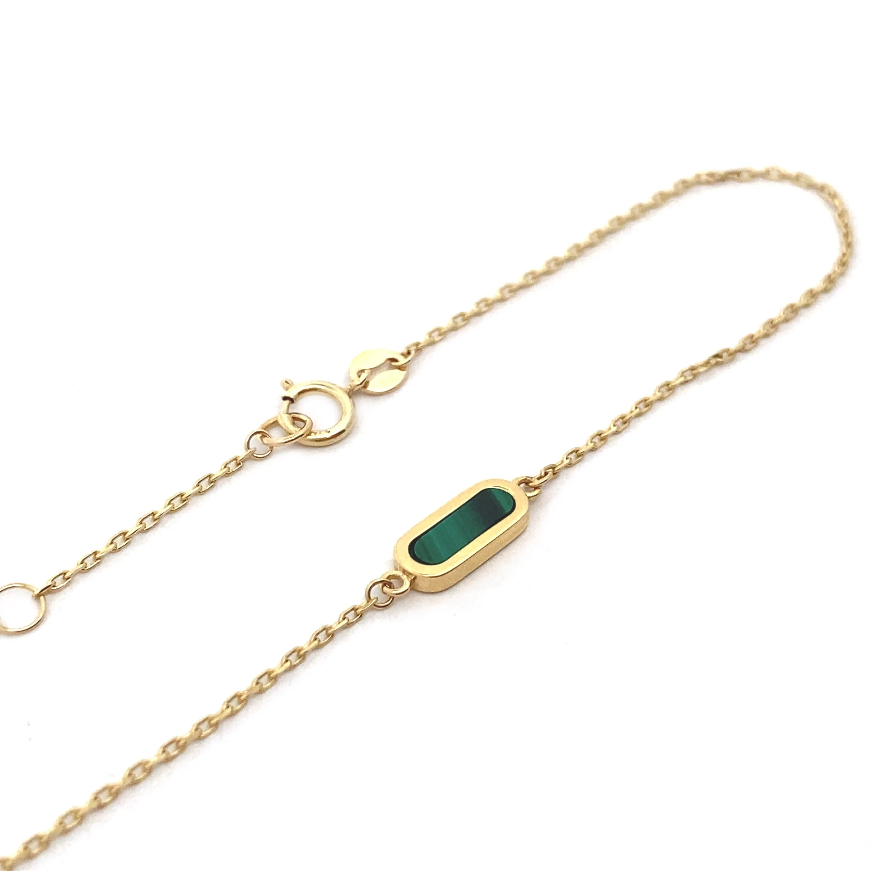 9ct Yellow Gold Malachite Bracelet