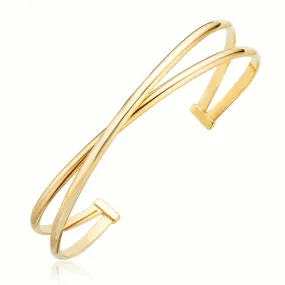 9ct Yellow Gold Silver Filled 65 mm Crossover Bangle