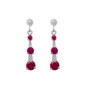 9K White Gold Ruby Drop Earrings