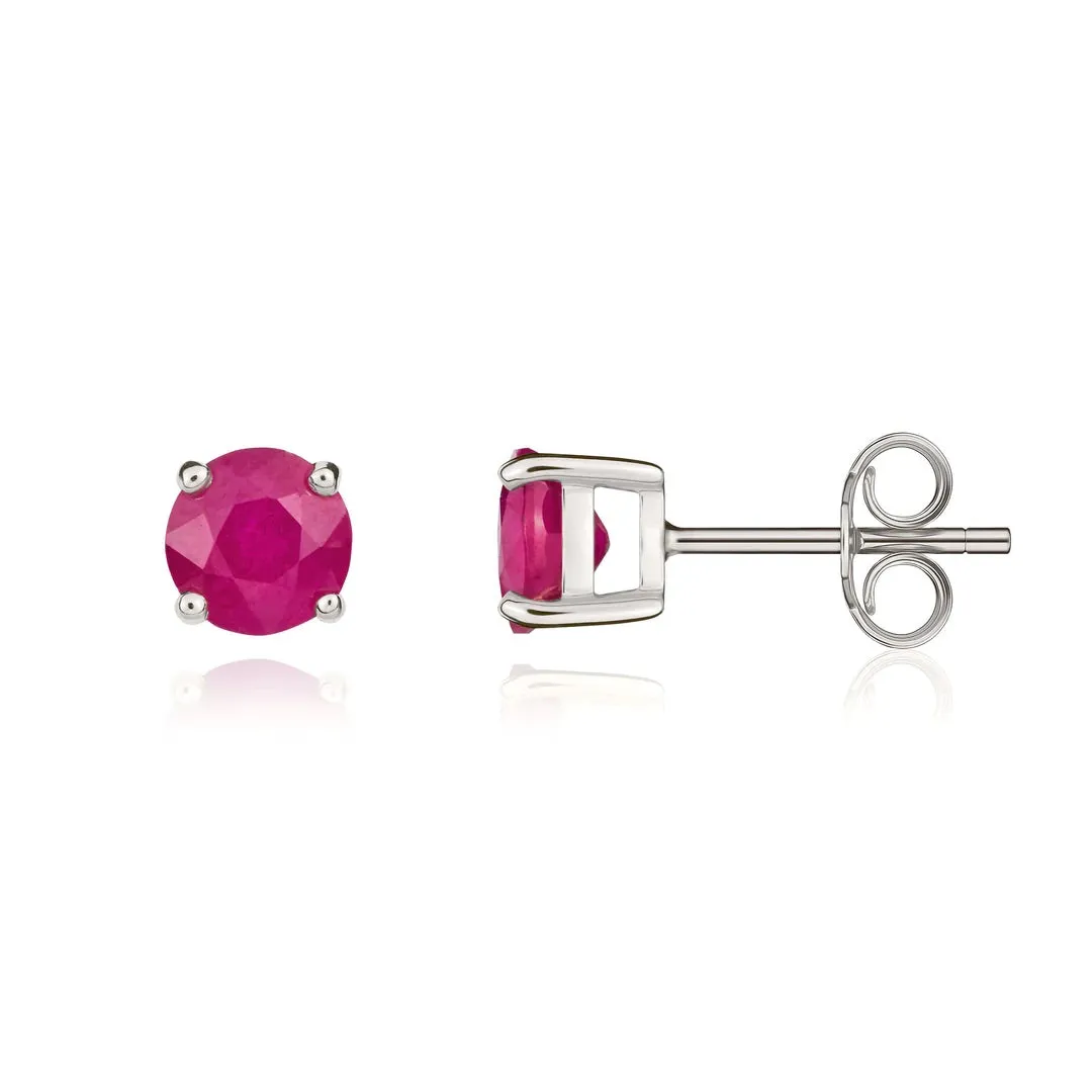 9K White Gold Ruby Stud Earrings