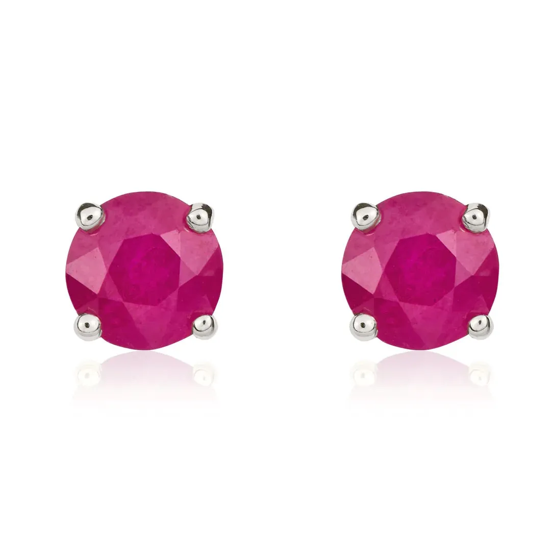 9K White Gold Ruby Stud Earrings