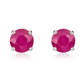 9K White Gold Ruby Stud Earrings