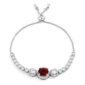 Abigail Dark Red Graduated CZ Bolo Slider Bracelet