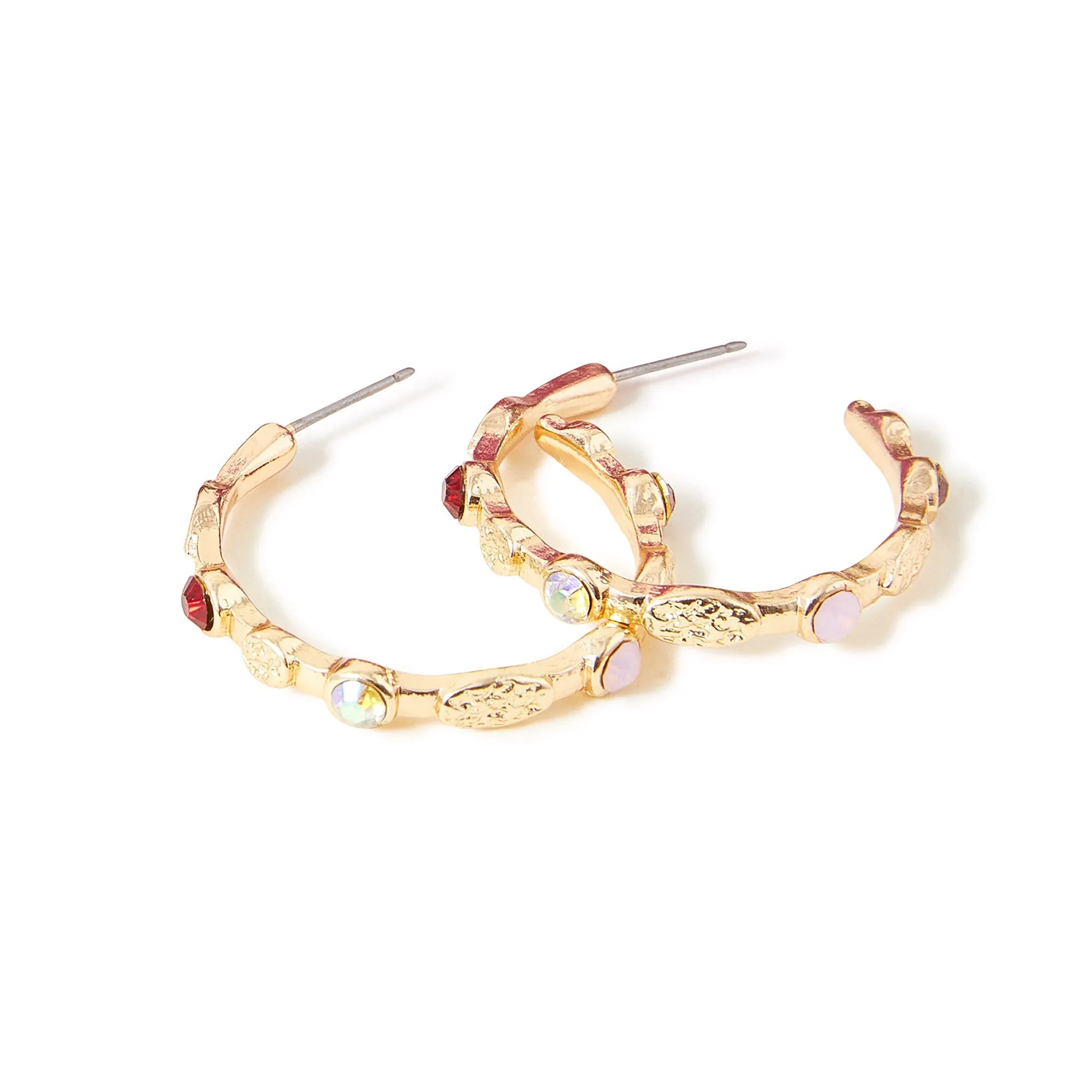 Accessorize London Women's Large Mixed Gem Hoop Earrings