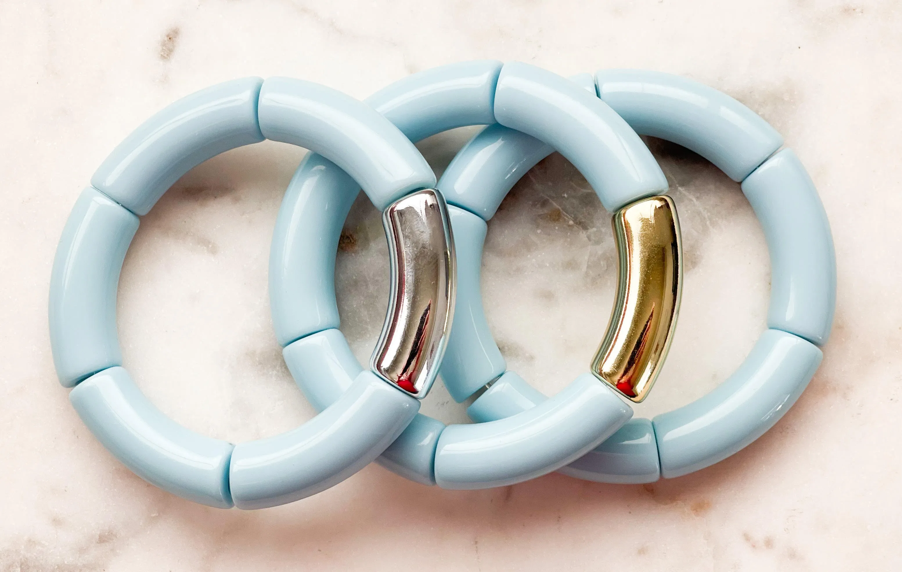 Acrylic Bamboo Bangle Bracelet "Baby Blue"