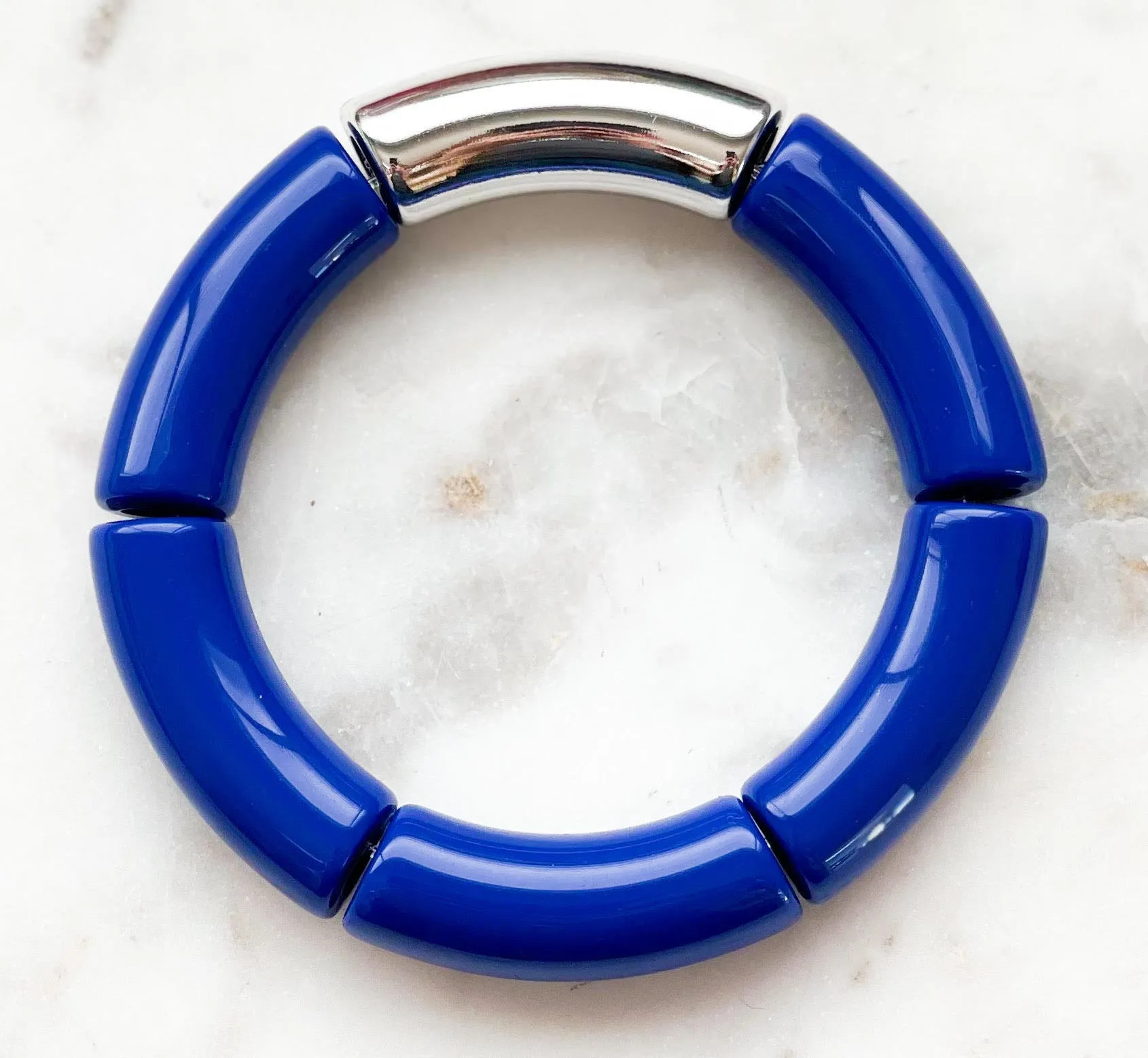 Acrylic Bamboo Bangle Bracelet "Royal Blue"