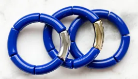 Acrylic Bamboo Bangle Bracelet "Royal Blue"