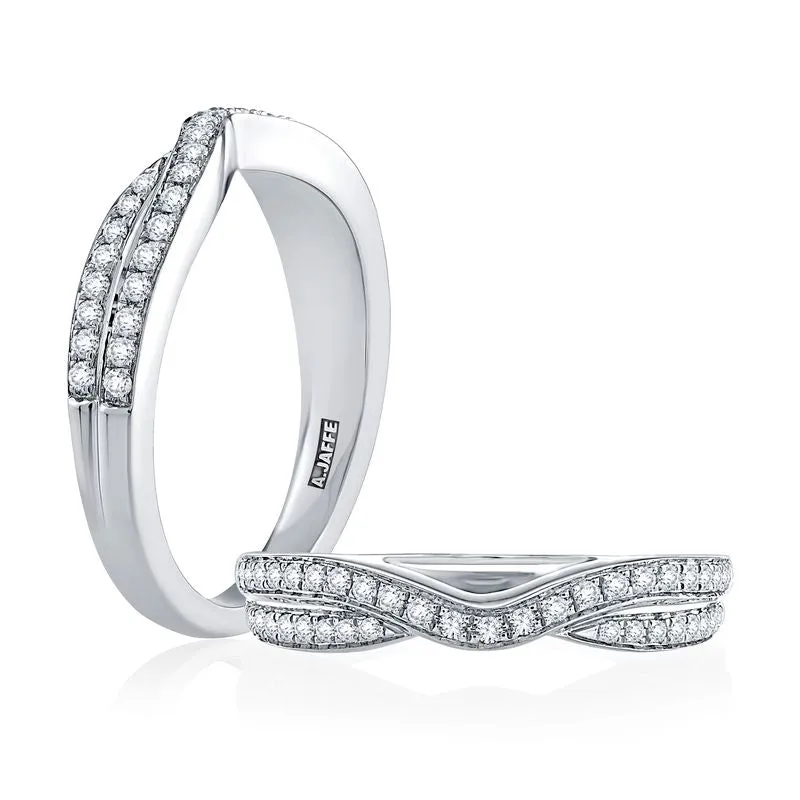 A.Jaffe Stackable Rings Curved Two Row Diamond Wedding Band WR1000/22