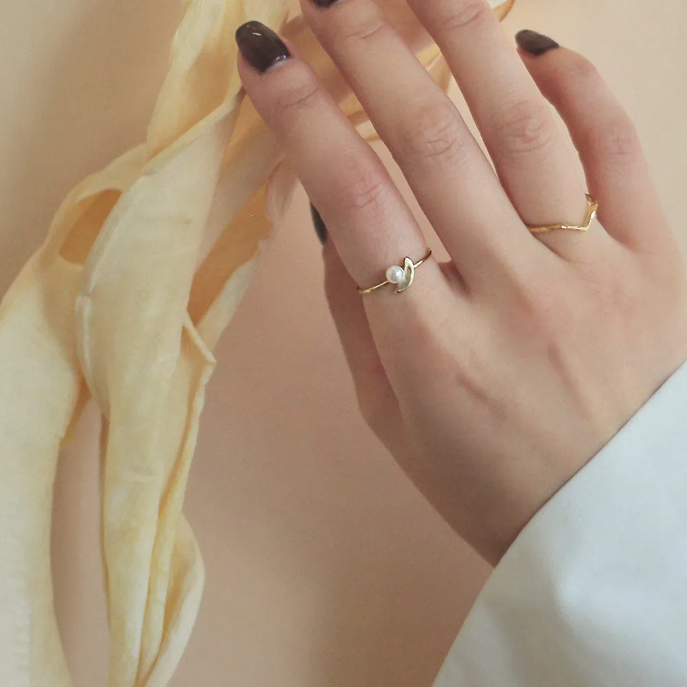 Akoya Pearl Geometric Ring