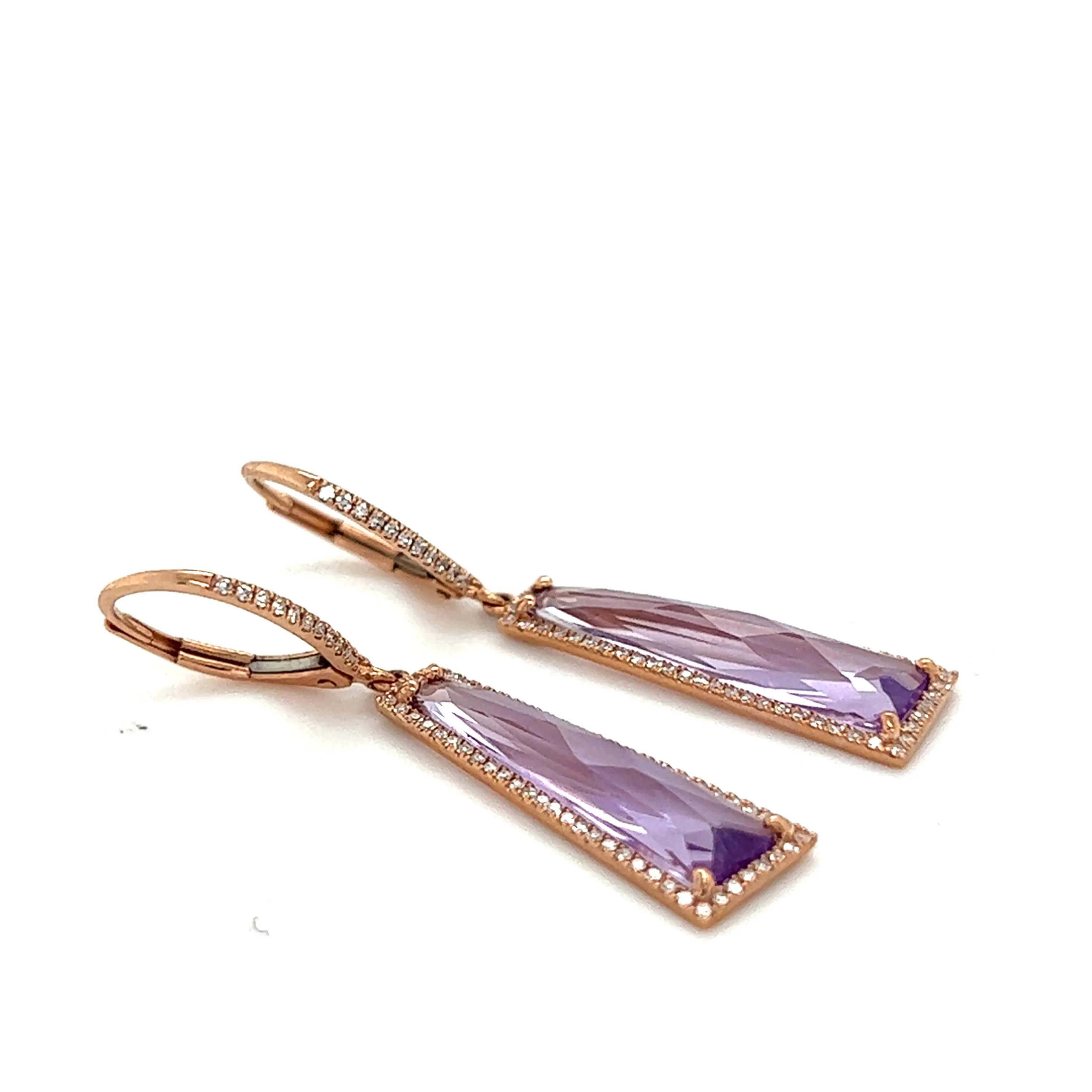 Amethyst Diamond Drop Earrings