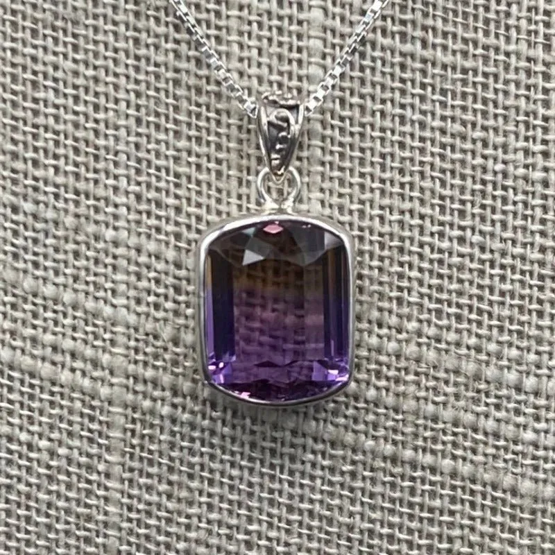 Ametrine Gemstone And Sterling Silver Necklace