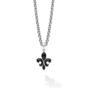 Anthem Black Agate Fleur De Lis Amulet Necklace