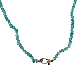 Apatite Beaded Necklace with Diamond Clasp