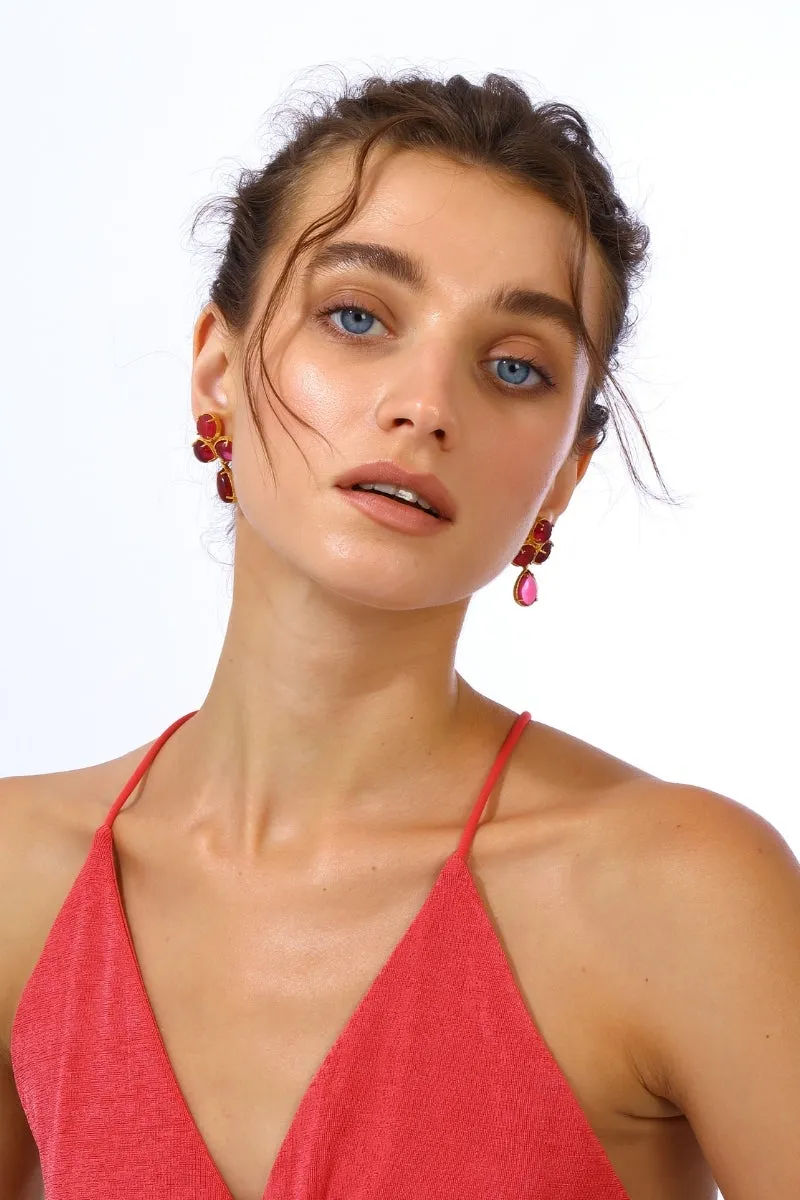 AQUA EARRINGS IN RUBY PINK