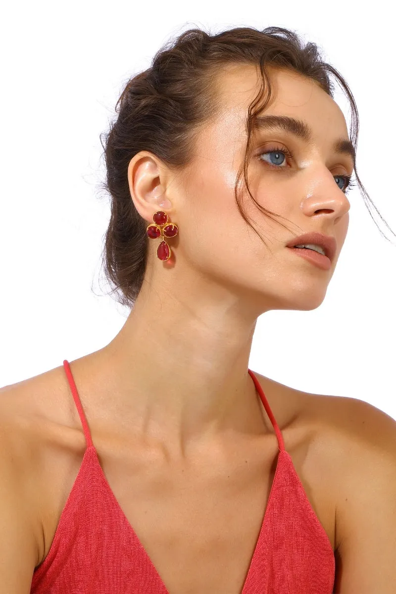 AQUA EARRINGS IN RUBY PINK