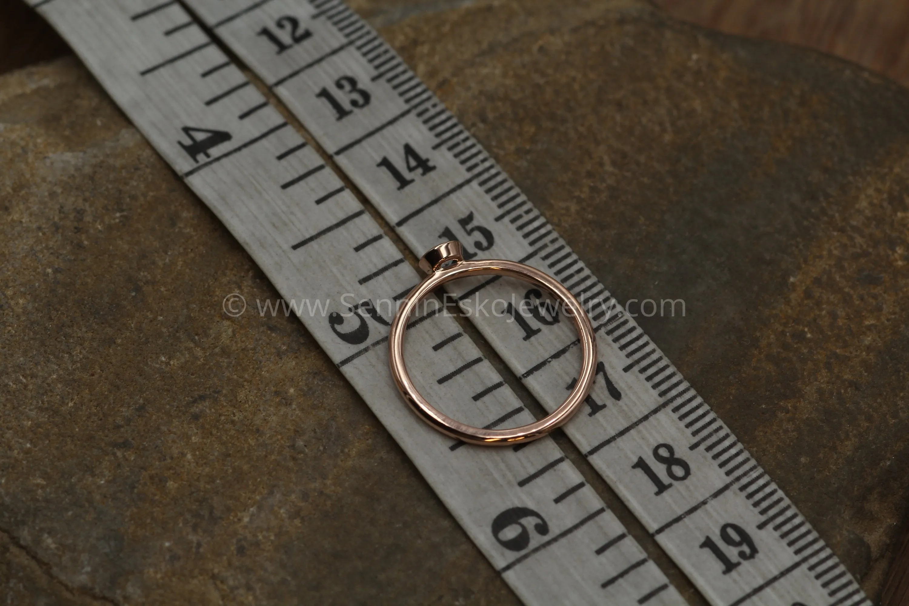 Aquamarine Rose Gold Stacking Ring - Precision Cut Aquamarine Ring - Aquamarine Bezel Ring