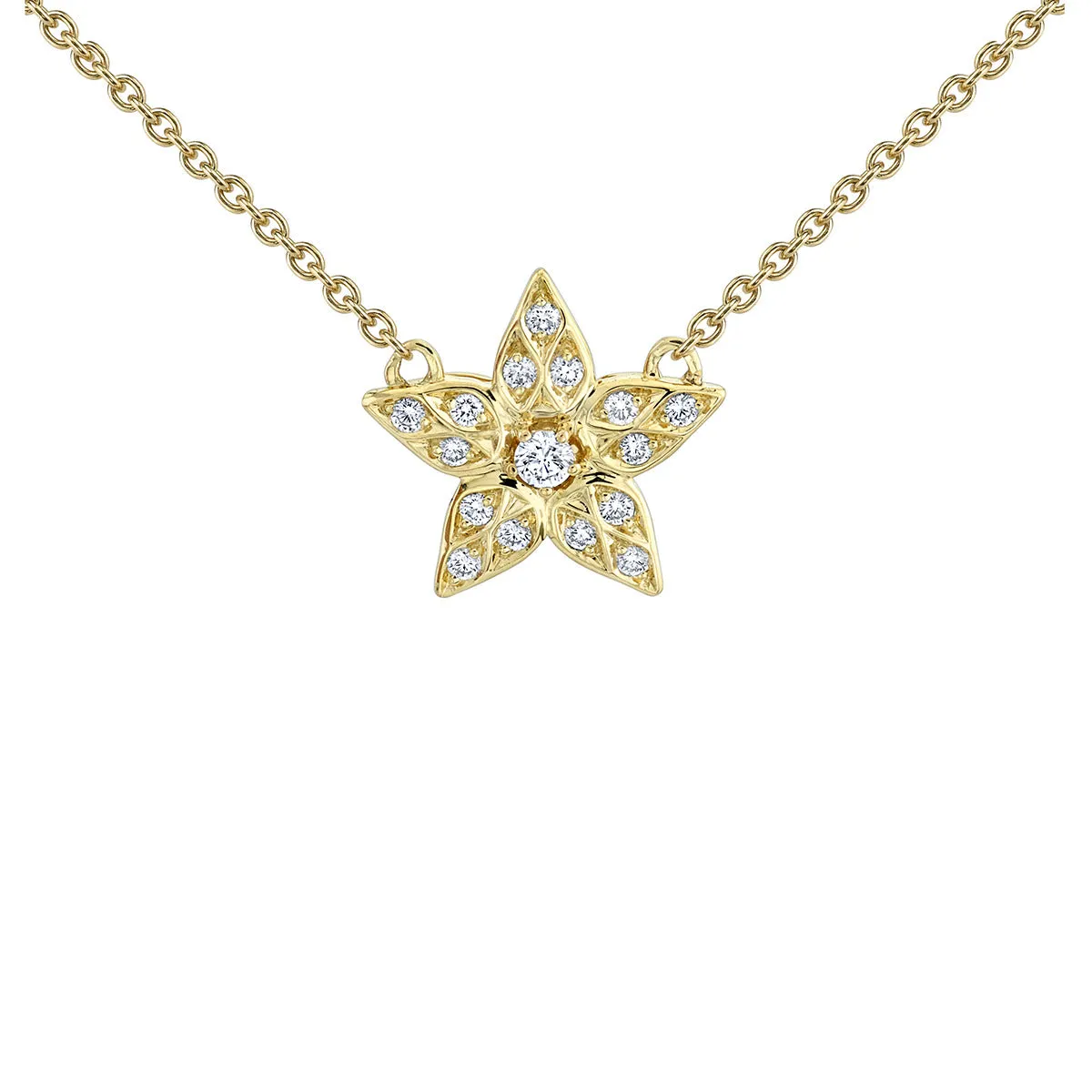 Artisan Pave Diamond Single Lily Pendant Necklace