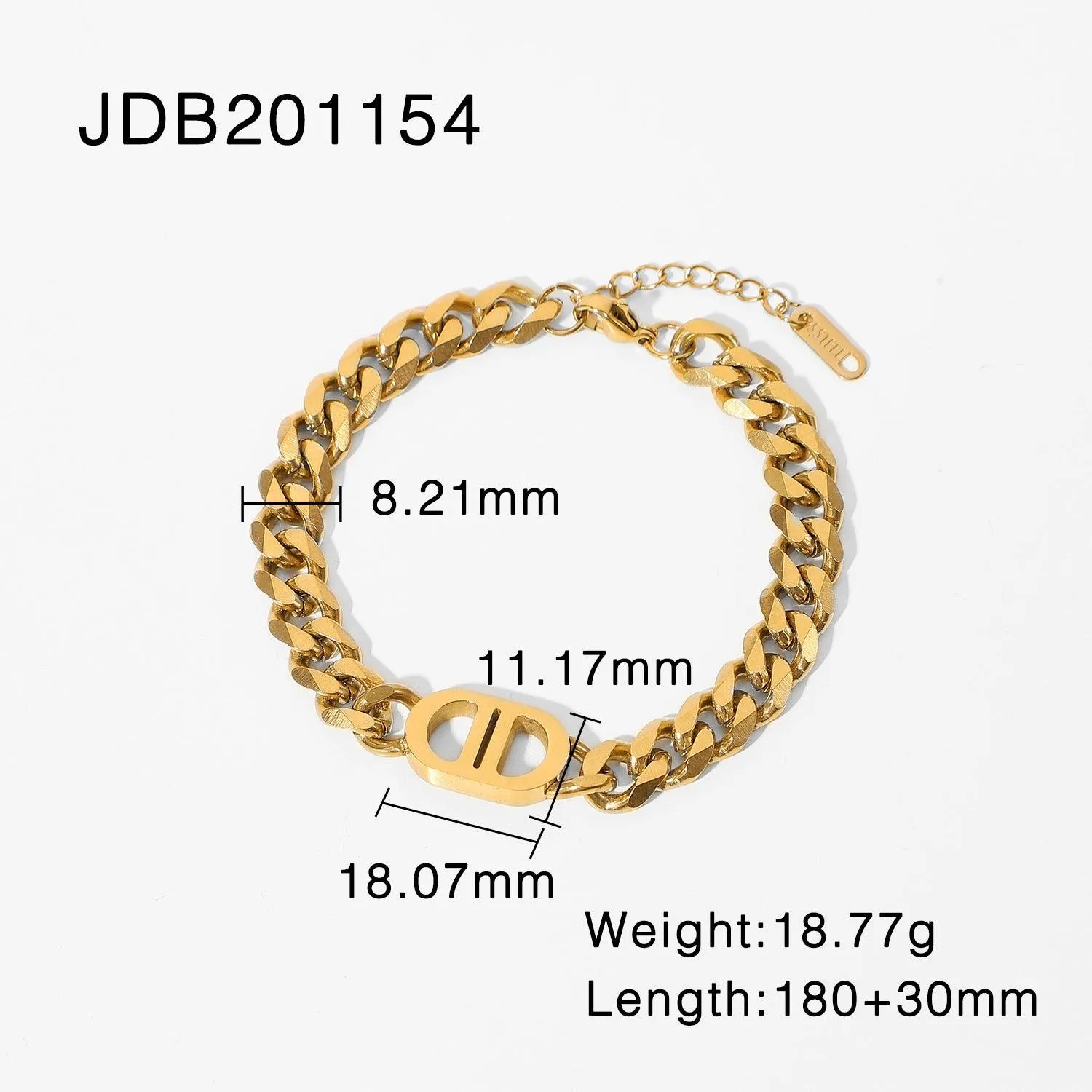 B17.18K Gold Cuban Chain Bracelet