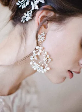 Baby's breath bridal pearl earrings - Style #2063