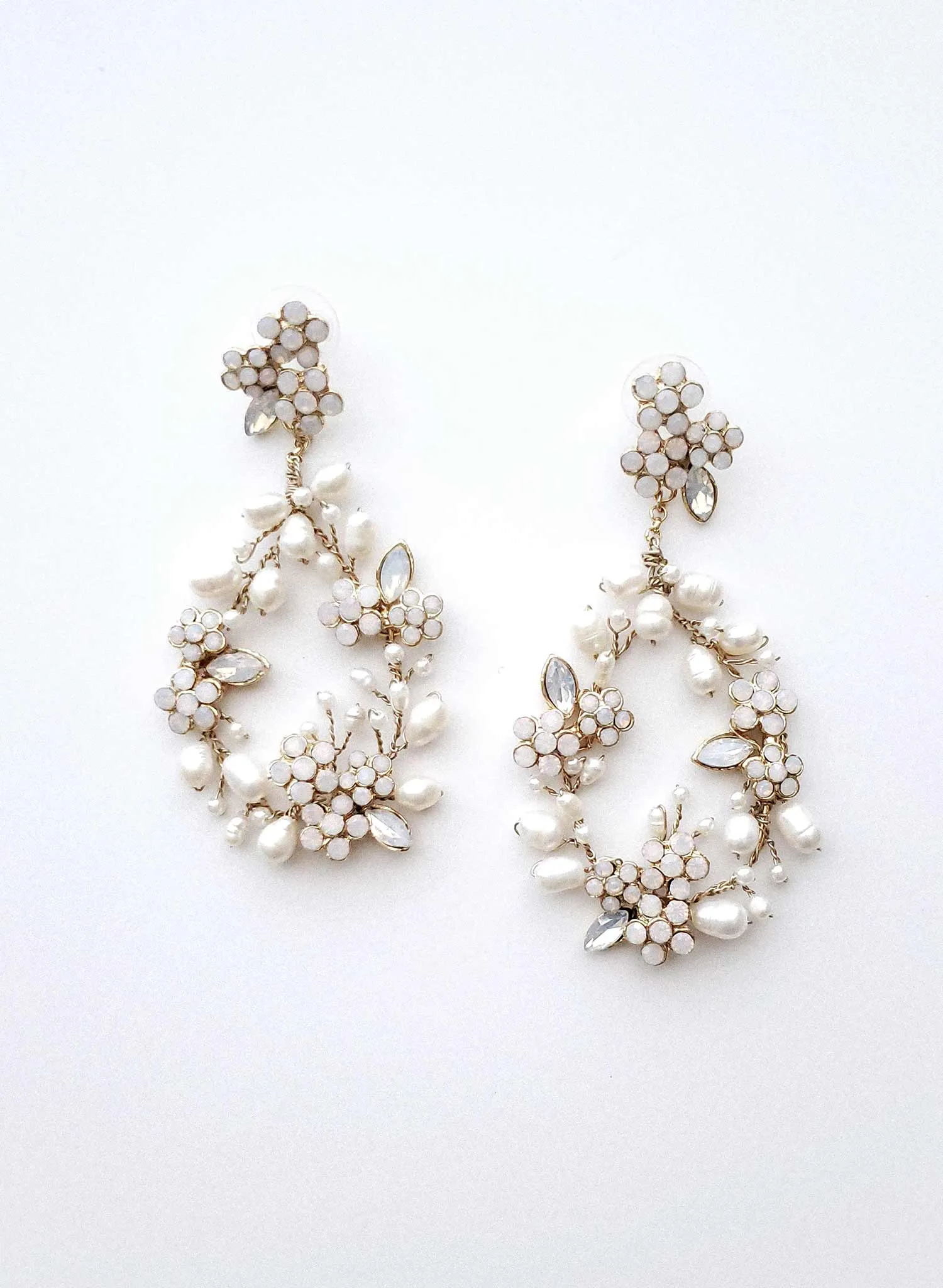 Baby's breath bridal pearl earrings - Style #2063