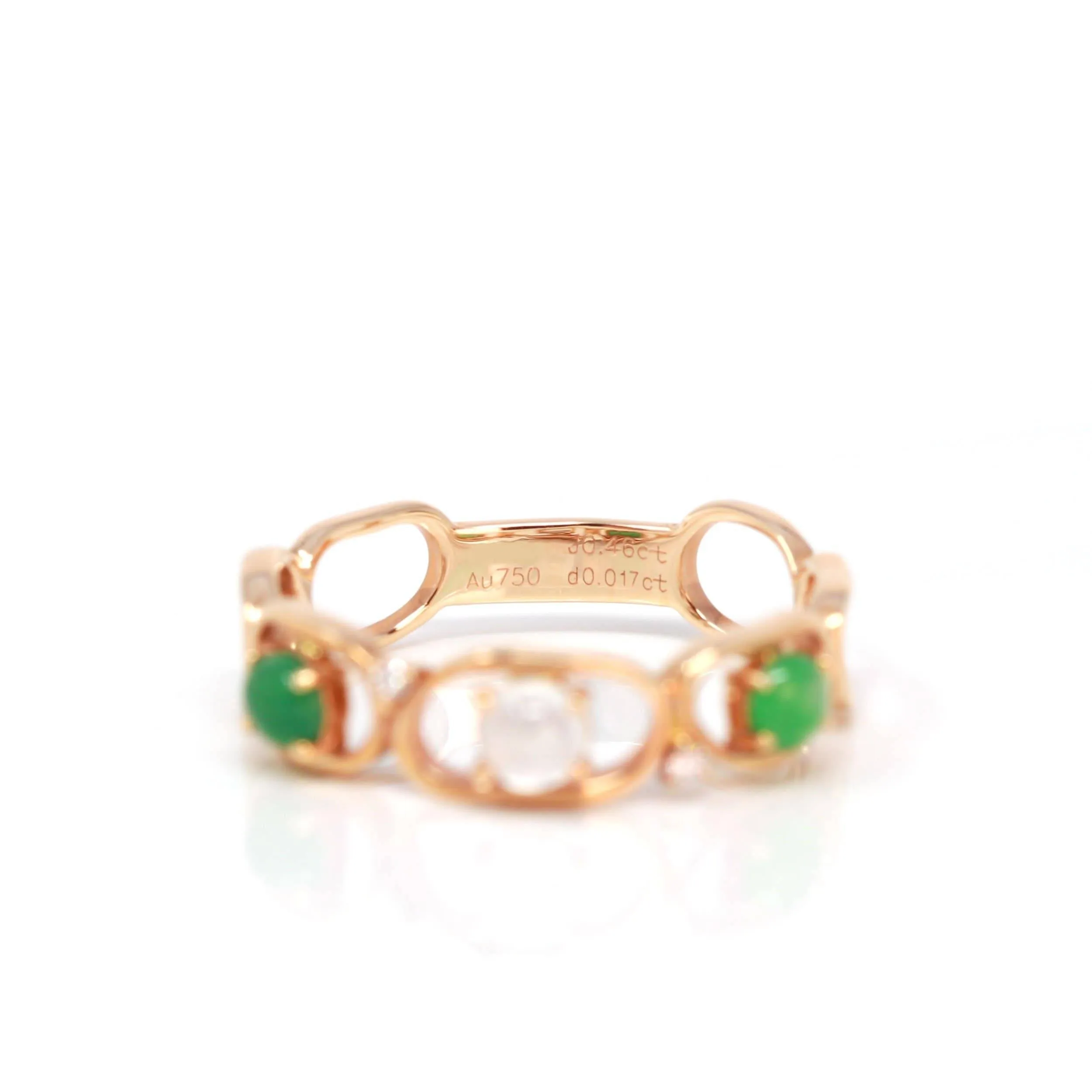 Baikalla™ "Melba" 18k Rose Gold Natural Imperial Jadeite Wedding Band