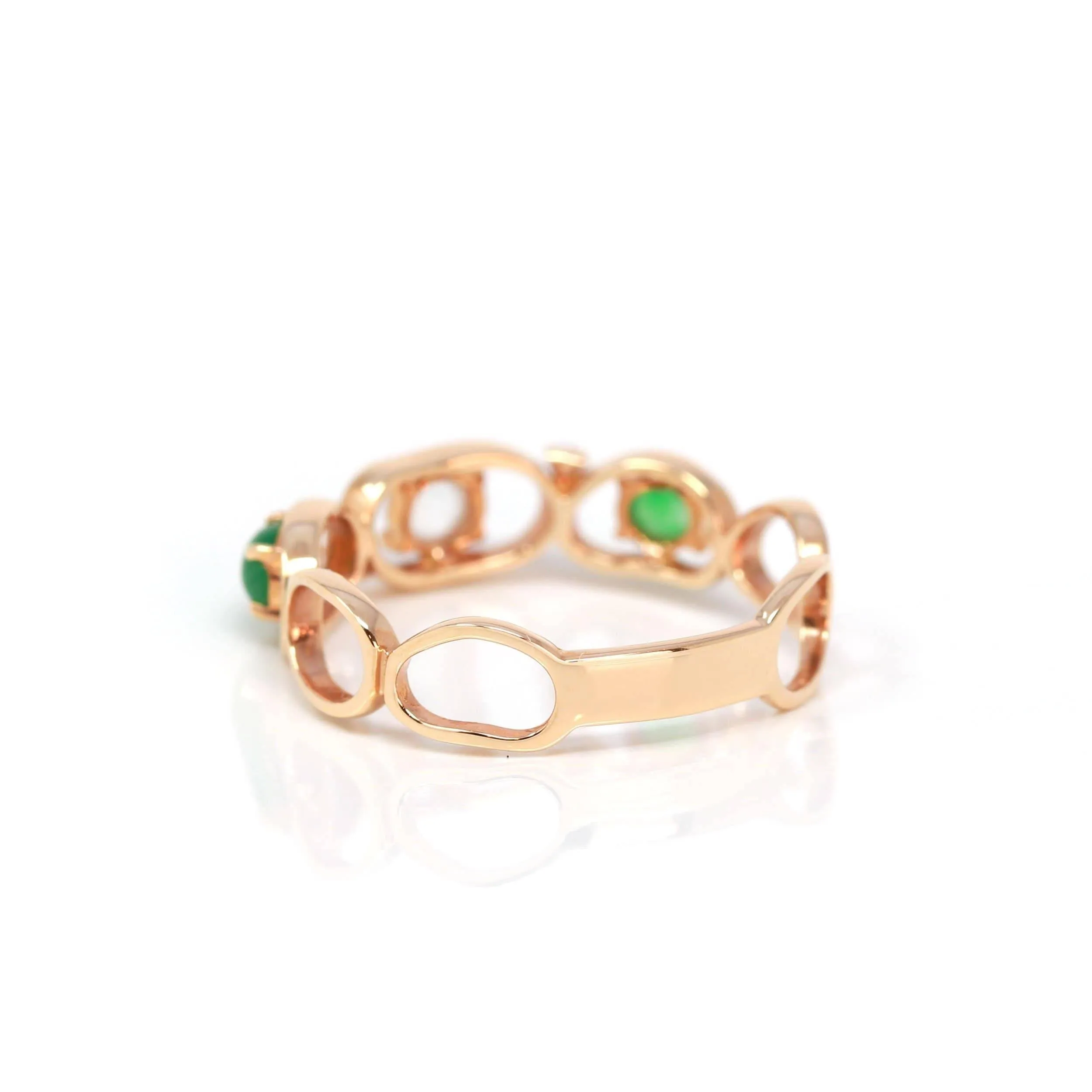 Baikalla™ "Melba" 18k Rose Gold Natural Imperial Jadeite Wedding Band