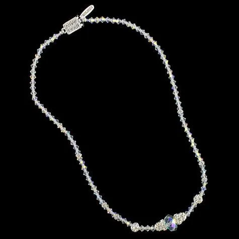 Beaded Crystal Necklace with Center Accent