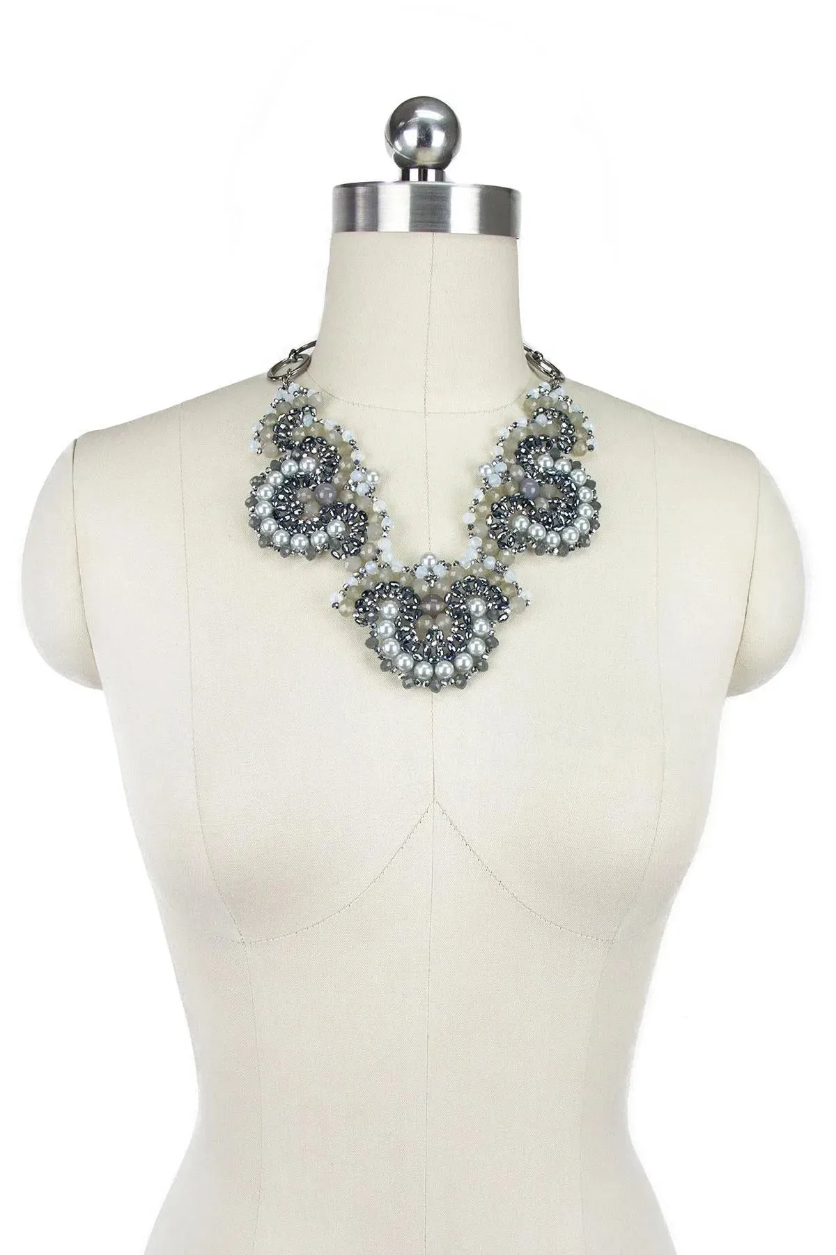 Beaded Pearl Chunky Statement Necklace