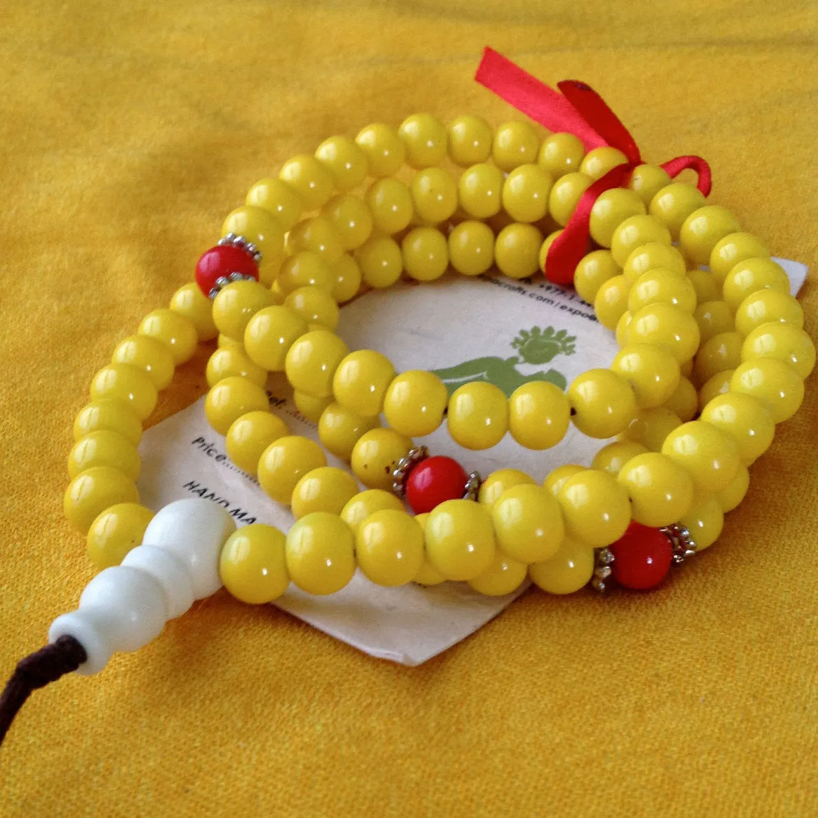 Beautiful Bright Yellow Glass beads Prayer Mala