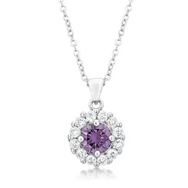 Belle Amethyst Round Halo Pendant | 3.2ct