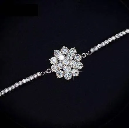 Belle Fleur Austrian Crystal Flower Cup Chain Bracelet for Women