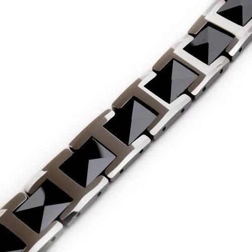 Black & Silver Tungsten Magnetic Hematite Mens Bracelet