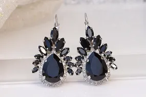 BLACK BRIDAL EARRINGS