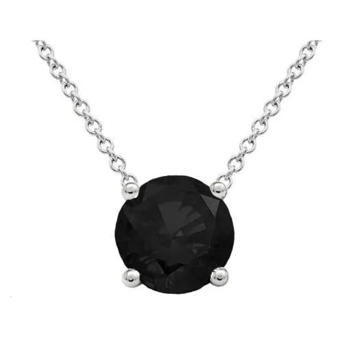 Black Diamond Solitaire Pendant Necklace