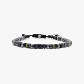 Black Sea Sediment Heishi Gemstone Brass Men's Bracelet - Large