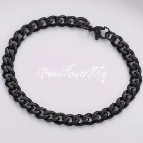 Black Thick Titanium Steel Cuban Link Bracelet