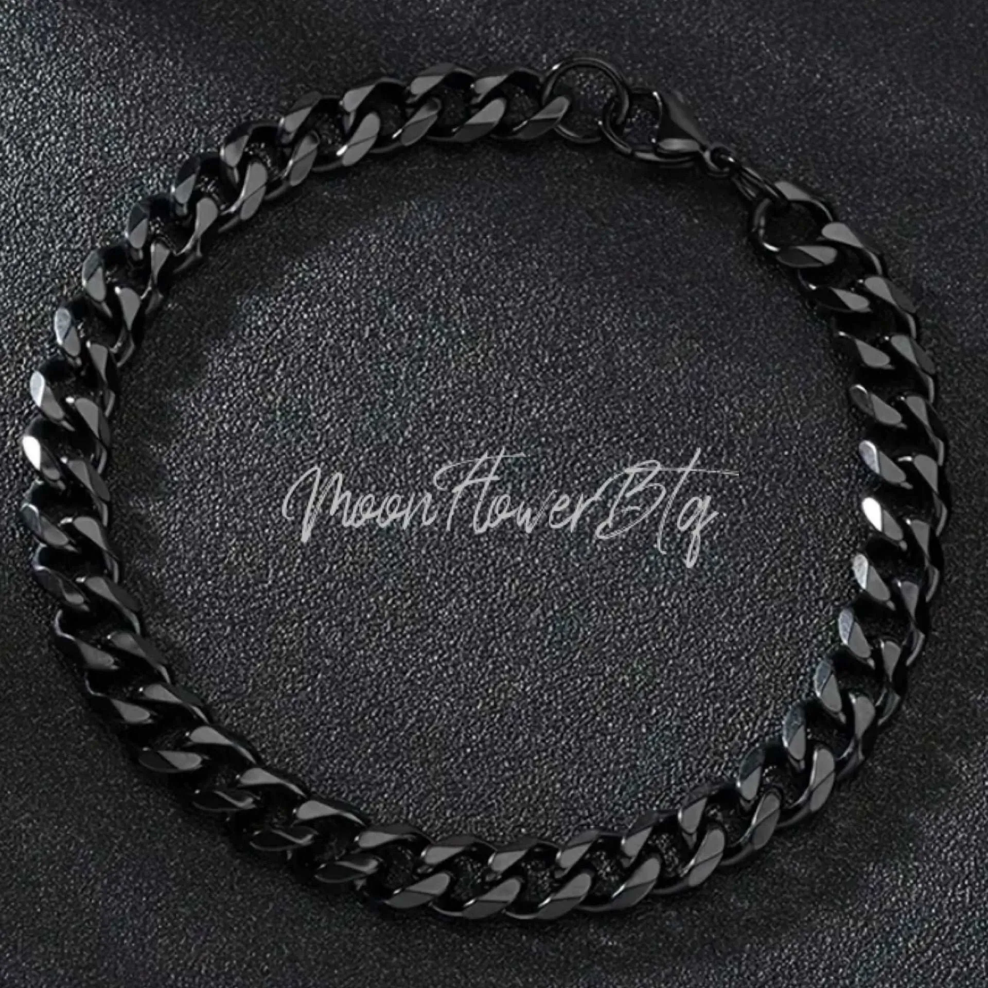 Black Thick Titanium Steel Cuban Link Bracelet