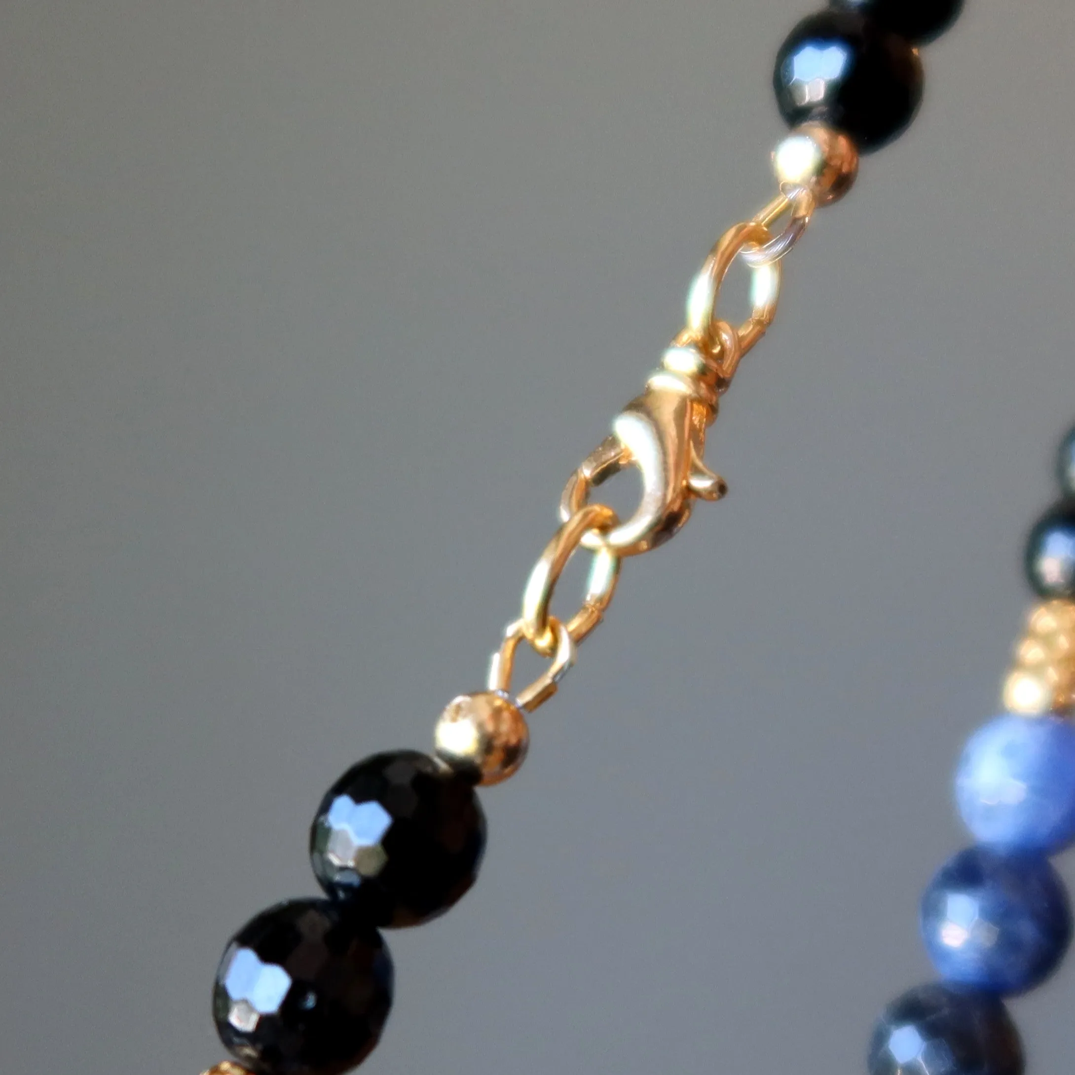 Black Tourmaline Necklace Faceted Sodalite