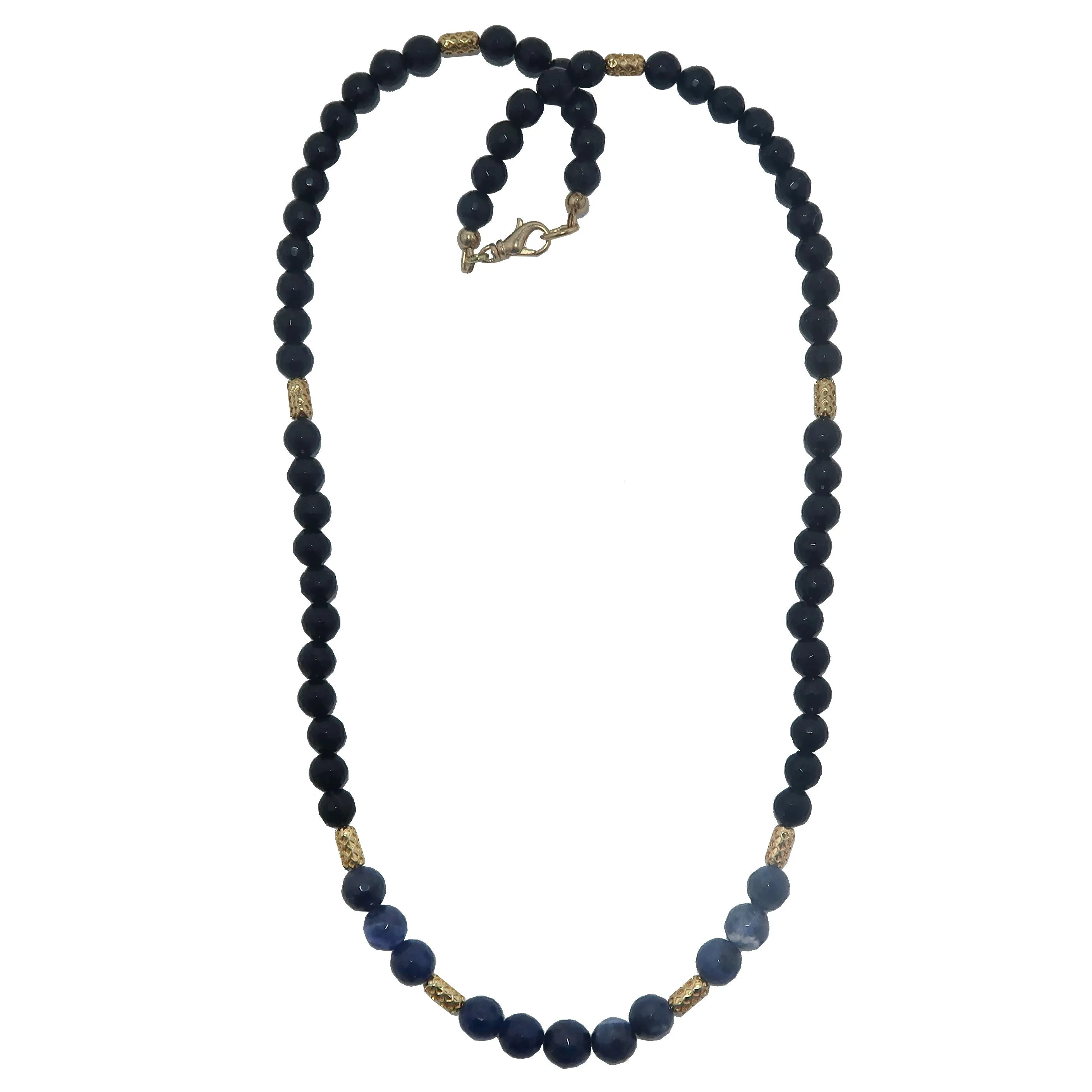 Black Tourmaline Necklace Faceted Sodalite