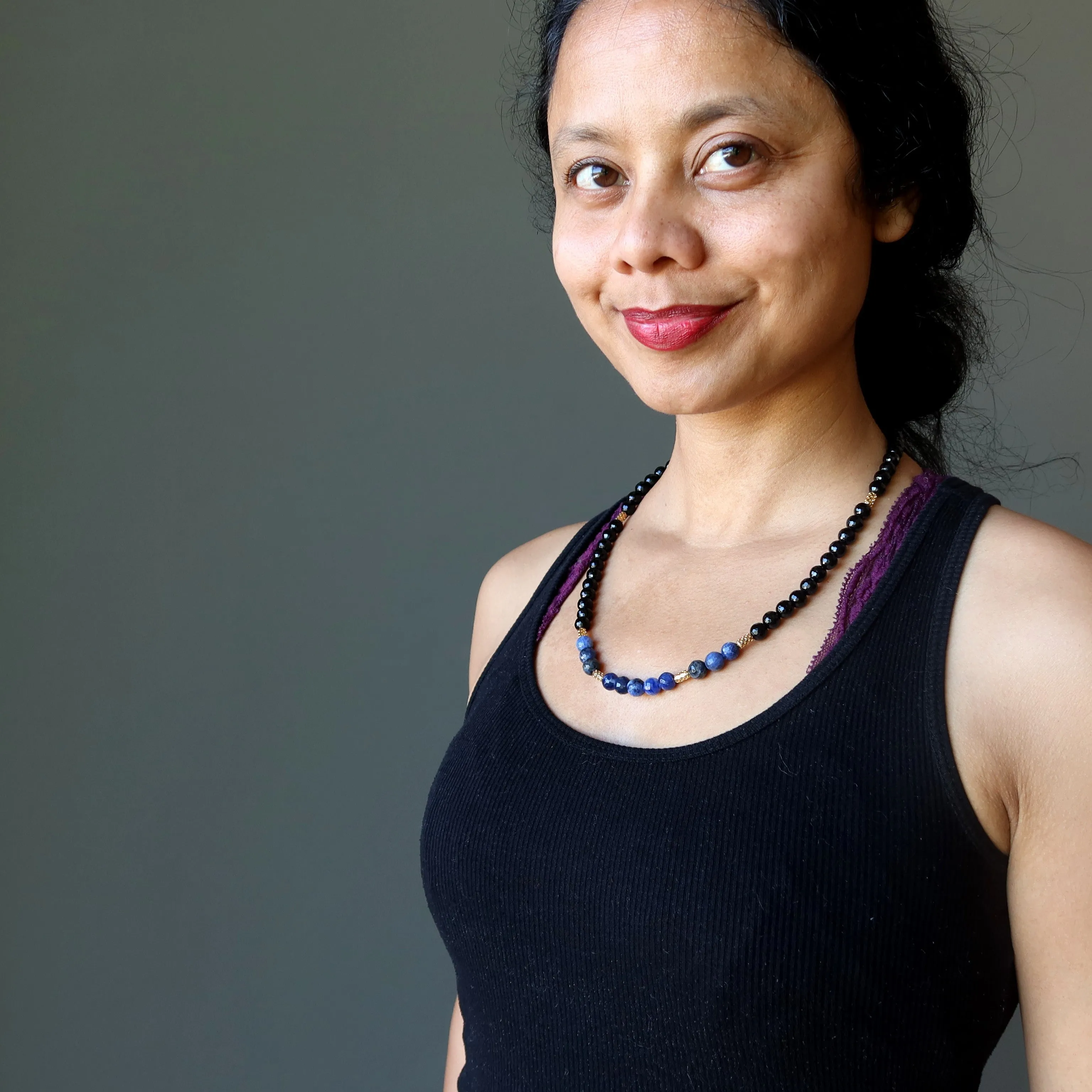 Black Tourmaline Necklace Faceted Sodalite