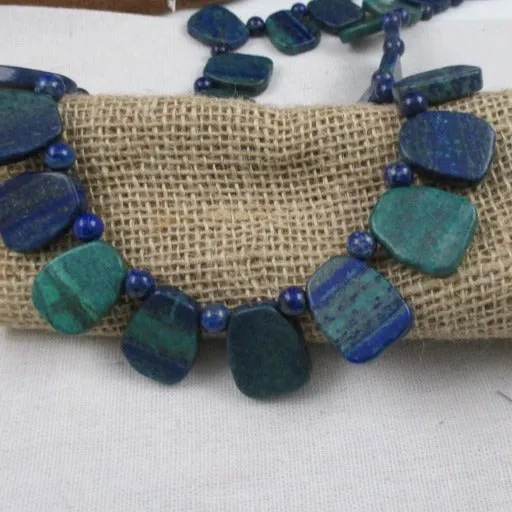 Blue Chrysocolla Majestic Stone Statement  Necklace