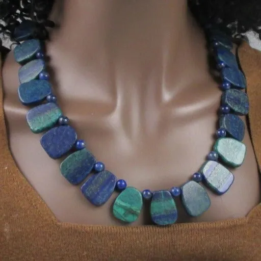 Blue Chrysocolla Majestic Stone Statement  Necklace