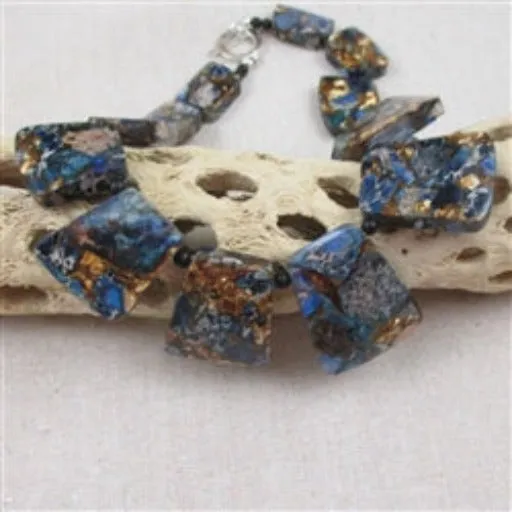 Blue Imperial Jasper Statement Collar Necklace