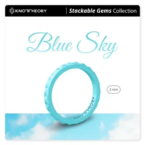 Blue Sky Pyramid Stackable Slim Thin Silicone Ring for Women