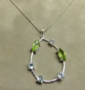 Blue Topaz and Peridot Gemstone Necklace