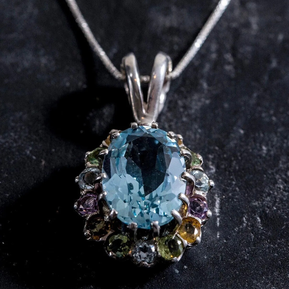 Blue Topaz Necklace - Mothers Birthstone Necklace - Natural Blue Topaz Pendant