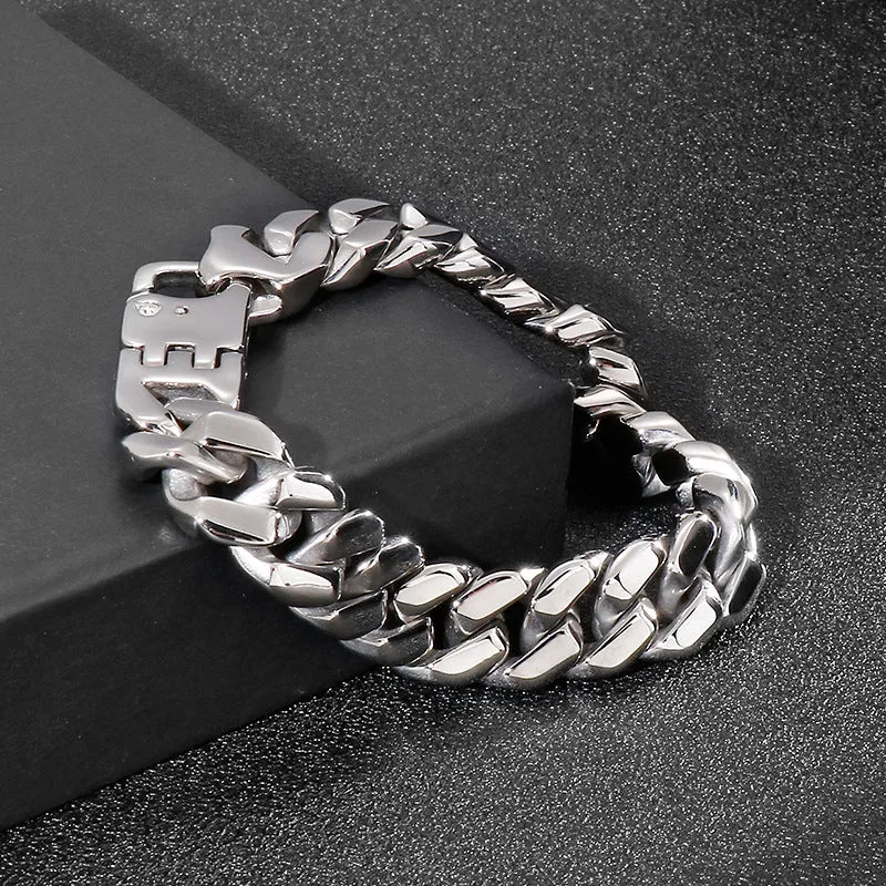 Bold Titanium Steel Bracelet for Men: Hip and Stylish European American Charm