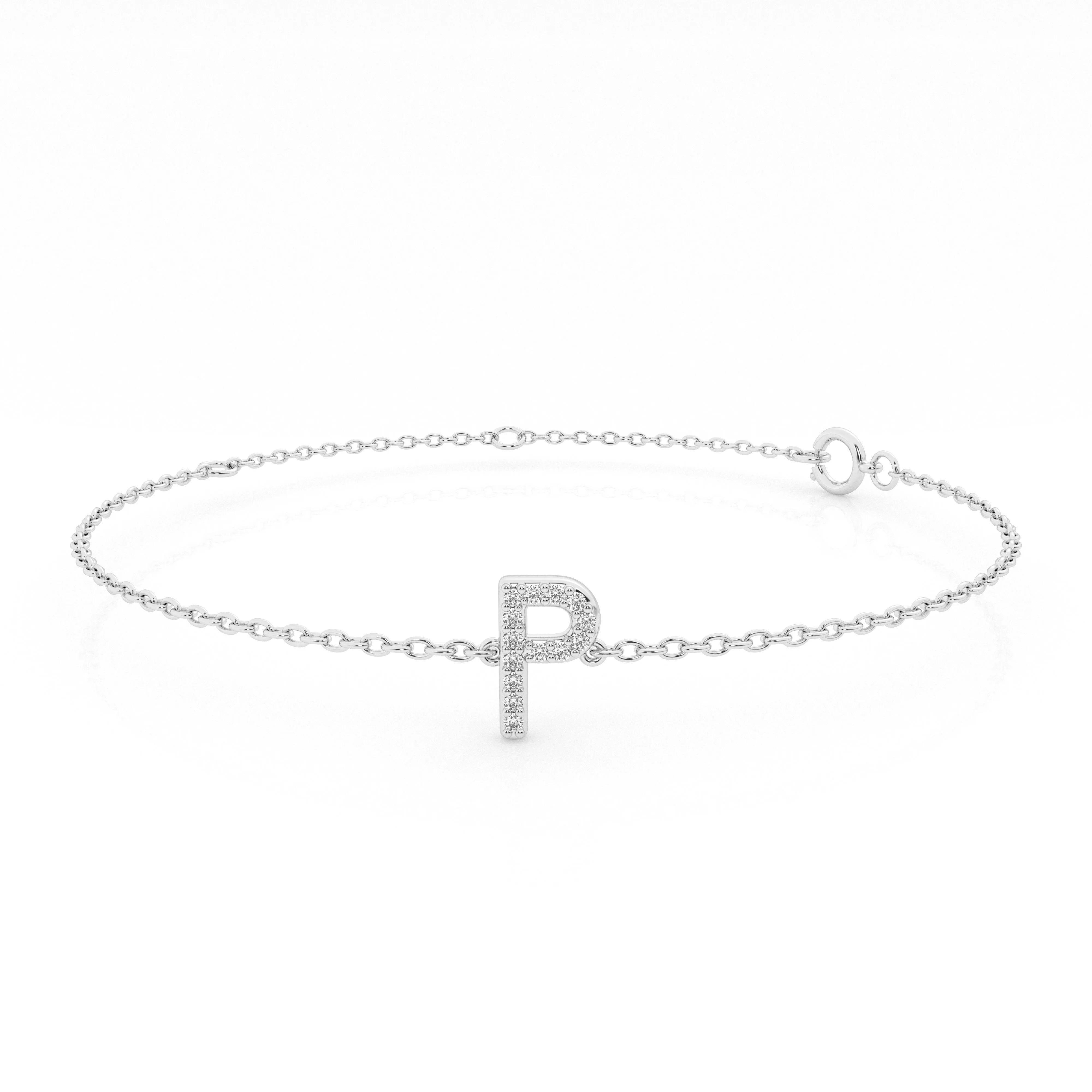 Brilliant Claw Initial Chain Bracelet with 0.05ct of Diamonds in Sterling Silver